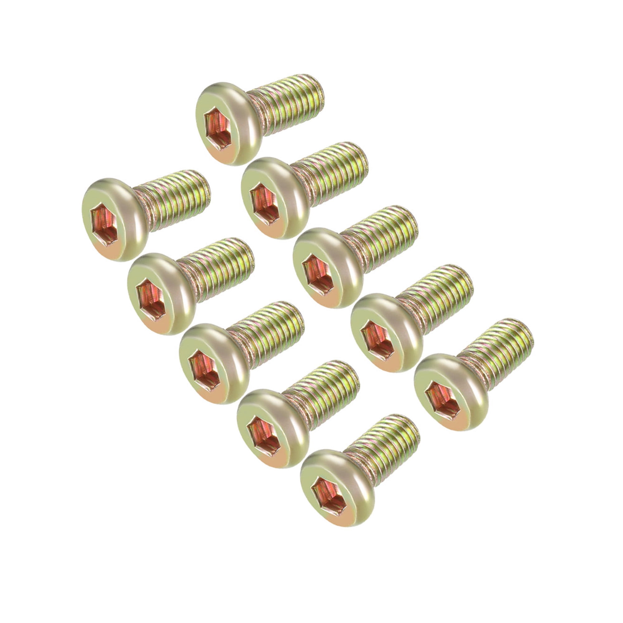 M8x16mm Furniture Screw Hex Socket Machine Screws Zinc Plated Fasteners Bolts Full Thread Carbon Steel 20 Pcs