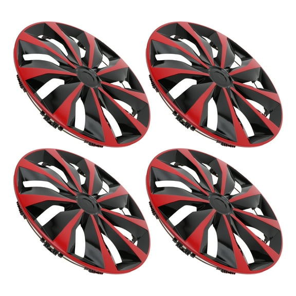 Unique Bargains 4 Pcs R16/16 Inch Universal Wheel Rim Hub Cover Wheel Hub Caps Red Black
