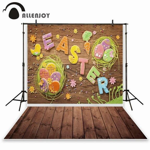 Allenjoy Easter Background For Photography Wooden Floor Rabbit Wallpapers Photobooth Baby Shower Photographic Backdrops r