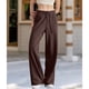 thumbnail image 4 of Pantalón Deportivo de Cintura Alta y Pierna Recta para Mujer, Cómodo Interior, Cordón Ajustable, Bolsillo para Hacer Ejercicio Marrón L, 4 of 9