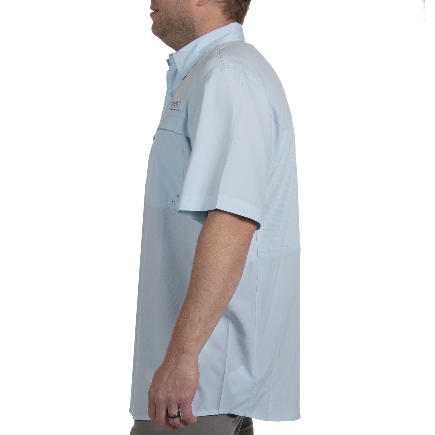 Realtree Men's Short Sleeve Fishing Guide Shirt, Omphalodes, Size Small, UPF 40+
