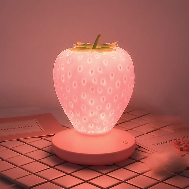 Xihbxyly Lámpara Led de Fresa, Bonita Luz Táctil Ambiental, Diseño de Carga Usb, Acogedora Decoración para Mesita de Noche, Perfecta para Fiestas, Cumpleaños y Ocasiones Especiales, Tamaño 10 X 10 X