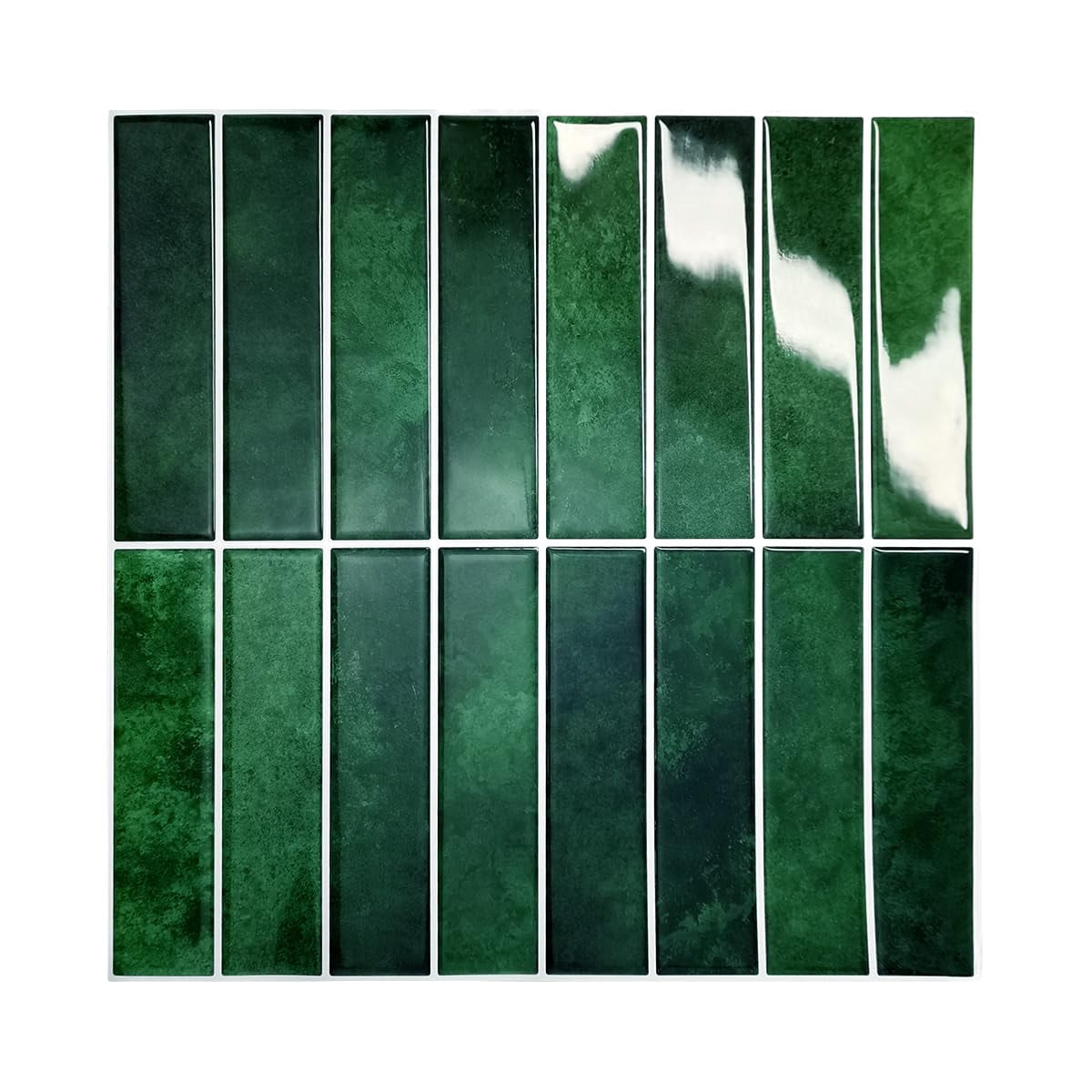 10 Sheets 12" X12inch Green 3d Vinyl Backsplash Tiles  Self-adhesive Peel And Stick Wall Tile Stickers On Subway For Kitchen Bathroom