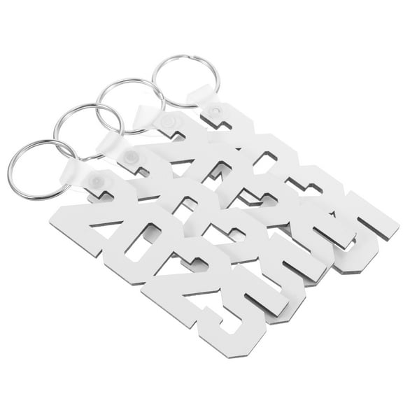 Milisten 2025 New Year Keychain White Wooden Zinc Alloy Heat Transfer Blanks 10Pcs