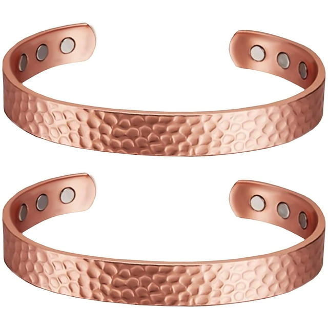 Pulsera con 3 imanes BubbleWavs 2Pzas 15-17cm 8mm Cobre Texturizado Color: Cobre.