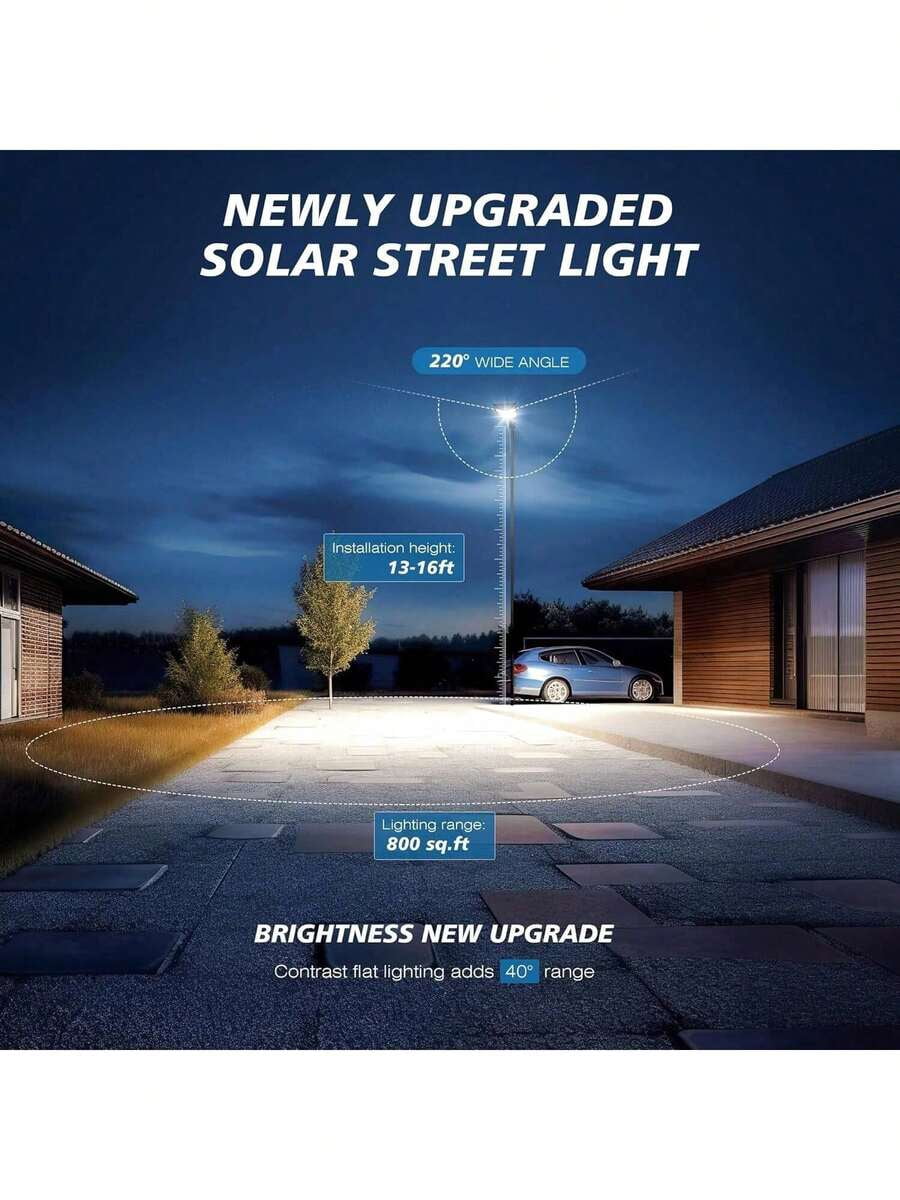 100000LM Solar Street Lights Outdoor, Commercial Parking Lot Light, 6500K Dusk To Dawn IP65 Security Flood Lights Motion Sensor Led Lamp For Basketball Court, Road, Yard