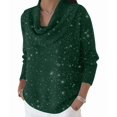 thumbnail image 2 of Women Knit Winter Clothes Casual Loose Sweaters Fall Fashion Cowl Neck Long Sleeve Trendy Pullover Green Sequins M, 2 of 7