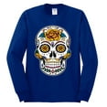 thumbnail image 2 of Wild Bobby Day Of The Dead Sugar Skull Pop Culture Men Long Sleeve Shirt, Royal, 3X-Large, 2 of 5
