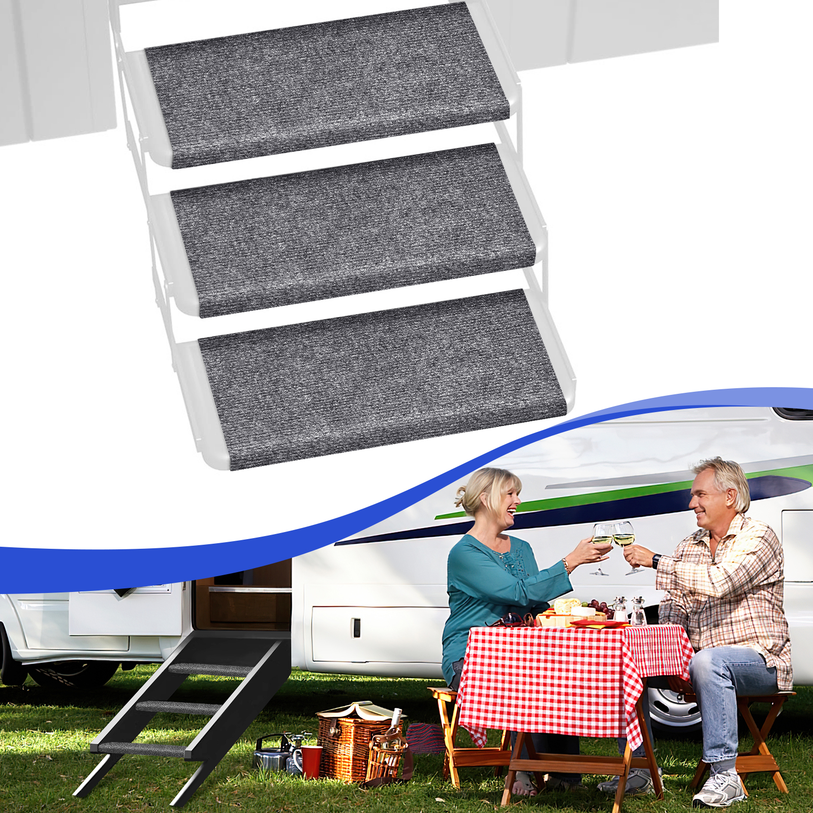 RVLIBRO by RISTOW RV Step Covers 3 Pack 22" camper step mats camper step covers Best Fits 8