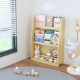 thumbnail image 4 of 3 Tier Kids Bookshelf, Wooden Bookcase with Storage, Book Display Shelf for Toddlers Children Room Furniture, Toy Book Storage Organizer in Playroom Nursery Bedroom, Kids Book Rack, Natural, 4 of 7