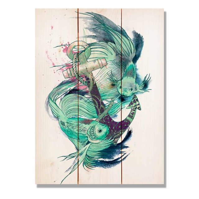 Day Dream WCGF1420 14 x 20 Po. Coloré Vert Poisson Wall Art