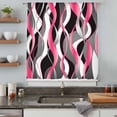 thumbnail image 5 of Pink Stripe Sheer Curtains 96 Inches Long, Gradient Grey Moire Geometric Modern Abstract Light Filering Curtains, Privacy Drapes Simi Floor to Veiling Curtain for Living Room Bedroom Window Treatment, 5 of 9