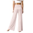 thumbnail image 5 of Girls Pants Size 10-12 Wide Leg Girls Pants Summer Casual Wide Leg Pants Elastic High Waist Lightweight Vacation Beach Trousers with Pockets, 5 of 8