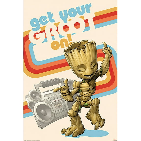 Guardians Of The Galaxy Vol. 2 - Avengers - Movie Poster (Get Your Groot On) (Black Poster Hanger)