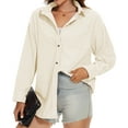 thumbnail image 2 of Fantaslook Women Corduroy Shirts Shacket Jacket Casual Long Sleeve Button Down Blouses Tops, 2 of 8