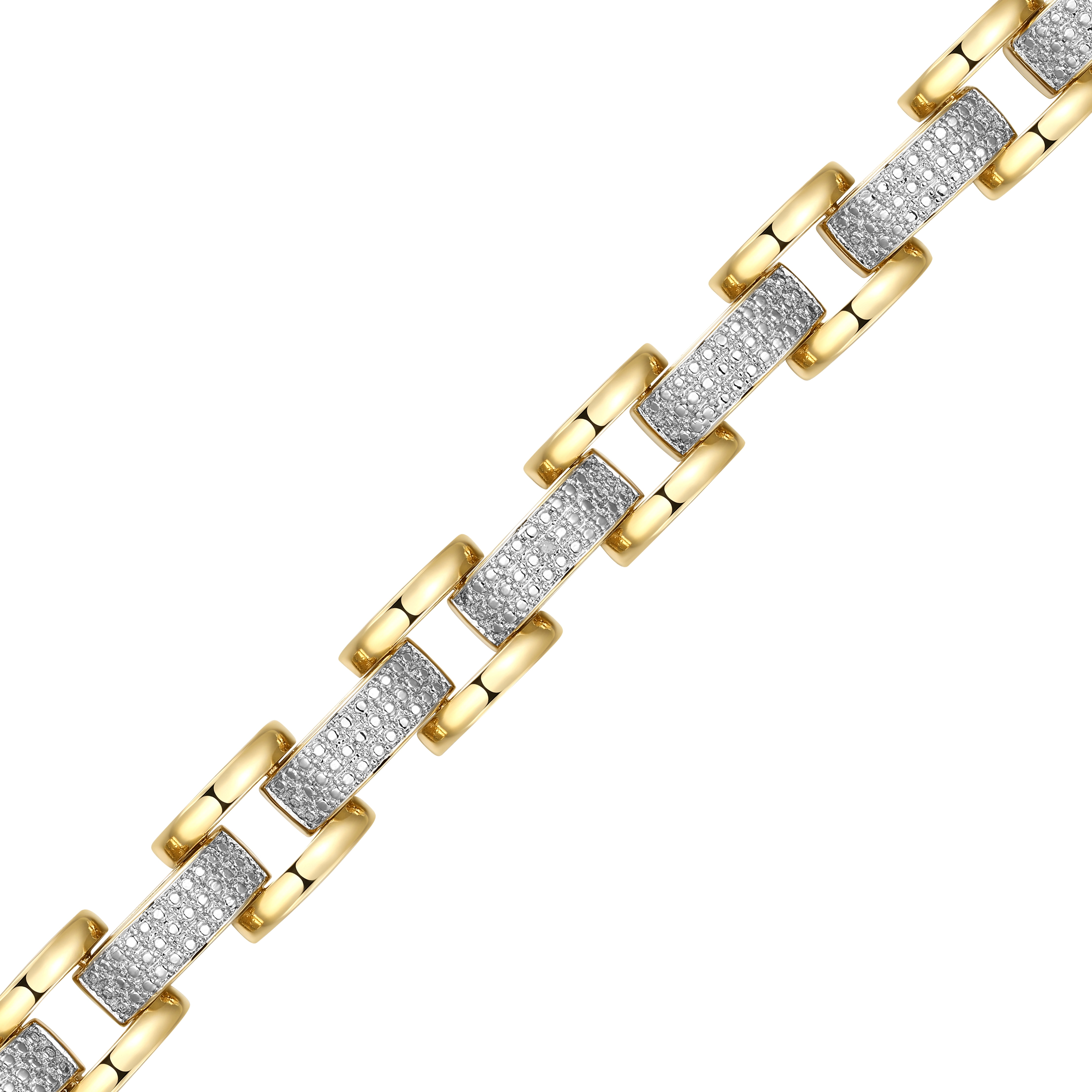 Forever Facets Diamond Accent Chunky Link Bracelet in Two-Tone Rhodium over Bronze, Adult Female