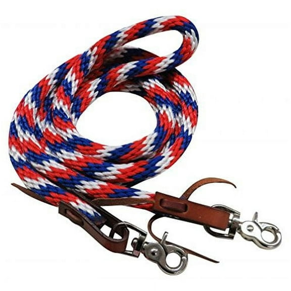 Showman 96" Red, White & Blue Braided Nylon Barrel Style Reins