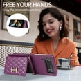 thumbnail image 3 of for Samsung Galaxy Z Flip 3 Detachable Shoulder Strap Wallet Case, with Card Slots & 360-degree Rotation Stand Ring Flip Premium PU Leather Protective Cover Lanyard for Women Girls, Deeppurple, 3 of 6