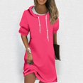 thumbnail image 2 of Strungten Women's Fashion Casual Solid Color Long Sleeve Drawstring Hoodie Sweatshirt Dress long dresses for women formal, 2 of 5