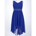thumbnail image 5 of Hansber Kids Girls Sleeveless V-neck Party Dress Wedding Bridesmaid Dresses High Low Chiffon Pageant Gown Blue 8, 5 of 7