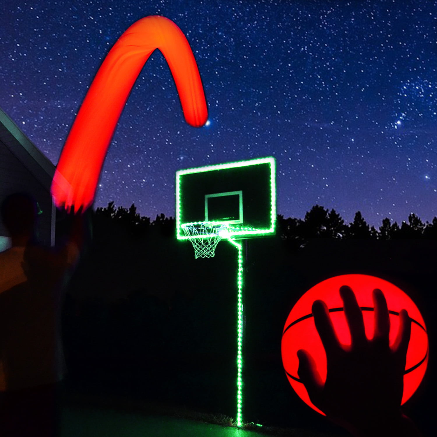 Glowcity Portable Glow In The Dark Led Basketball And Hoop Lighting Kit 