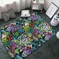 thumbnail image 3 of Artistic Graffiti Instrument Notes Shaggy Area Rug, Rugs for Living Room Bedroom Non Slip Door Mat Indoor Carpet Machine Washable Nursery Home Decor Floor Mats for Entryway 60x39in-#, 3 of 5