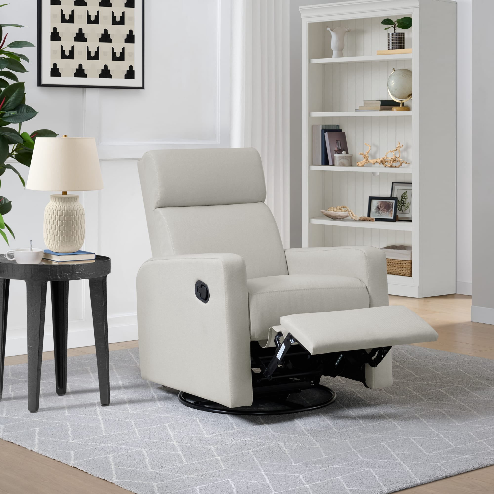 Oxford Baby Layton Upholstered Glider Recliner Rocking Chair 360° Swivel for Nursery and Living Room – Oatmeal​