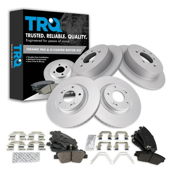 TRQ Front and Rear Brake Pad & Rotor Kit Brake Pads Brake Rotor Ceramic Premium G-Coated Fits Select 2016-2021 Hyundai Tucson 2017-2021 Kia Sportage