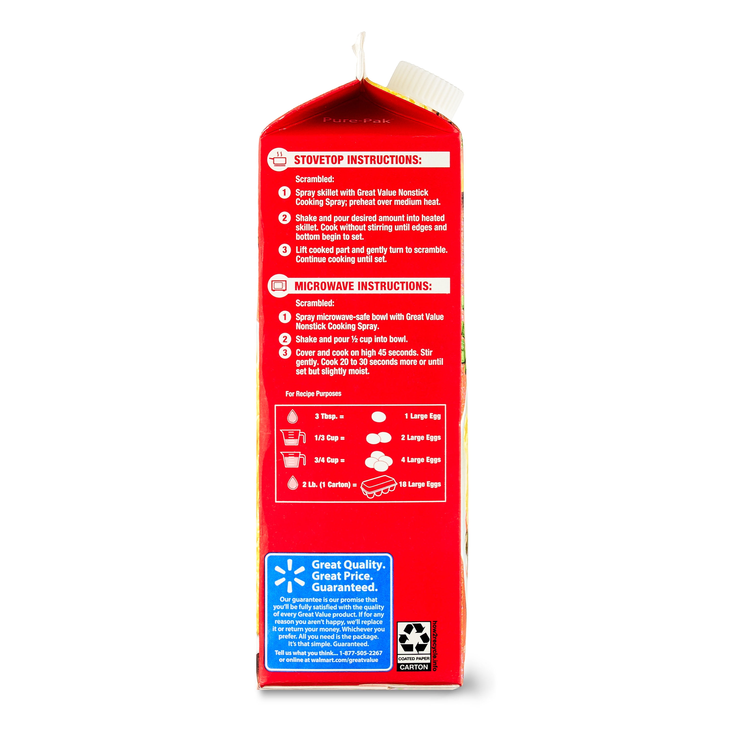 Great Value Cage-Free Liquid Egg Substitute, 32 oz Carton