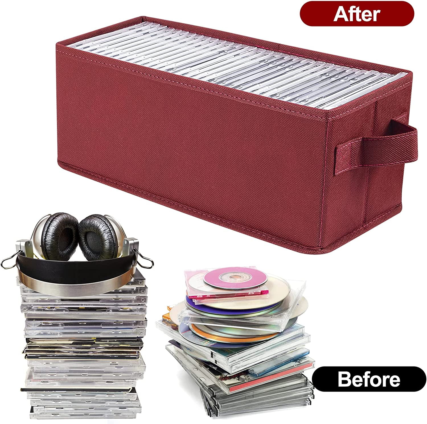 CD Storage Boxes - Pack of 2 DVD Case Storage, Container