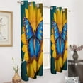 thumbnail image 3 of Blue Butterfly Sunflower Print Blackout Curtains Window Drapes Room Darkening Thermal Insulated Grommets Blackout Curtains, for Living, Dining, Bedroom,2 Panels, 3 of 6