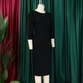thumbnail image 4 of ZOELNIC Women's Bodycon Pencil Dress Round Neck 3/4 Sleeve Peplum Wear To Work Office Dress, XL, 4 of 12