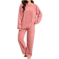thumbnail image 4 of Nugftut Pajama Sets for Women Soft Comfy Fluffy Pajamas Fleece Pullover Ribbed Pjs Warm Plush Lounge Sleepwear 2 Piece, 4 of 9