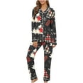 thumbnail image 4 of VBTAPA Womens 2 Piece Pajama Sets 2024 Christma Printed Long Sleeve Button Down Shirts and Pants Matching Lounge Set Xmas Jammies Holiday Sleepwear Black and Friday DealsMulticolor XXL, 4 of 6