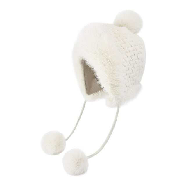 Women's Winter Knit Hat with Pompom Ear Cover Soft Wool for Cold Weather Outdoor Activities