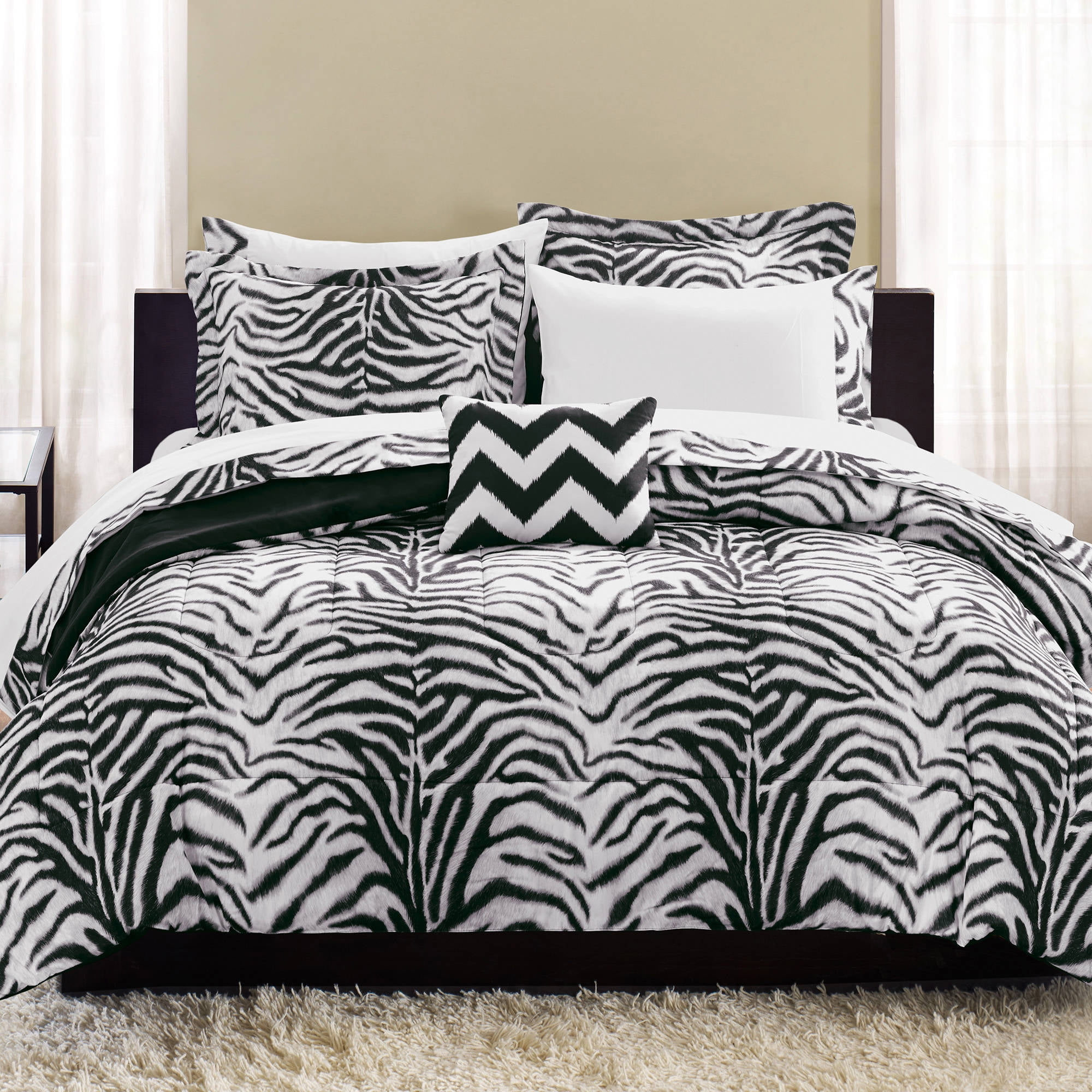 Mainstays Zebra Bed in a Bag Complete Bedding.