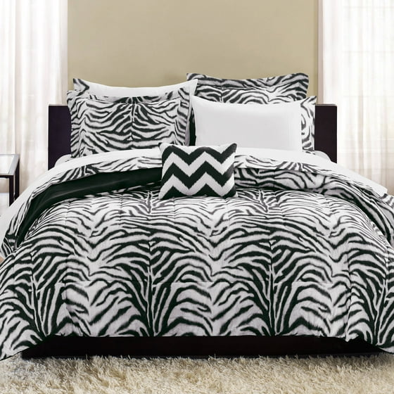 Mainstays Zebra Bed in a Bag Complete Bedding Set - Walmart.com