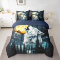 thumbnail image 2 of Manfei Western Magic Wolf Bedding Comforter Set 7pcs for Kids, Psychedelic Moon Sun Queen Bedding Sets, Rustic Jungle Reversible Queen Sheet Sets, Breathable Home Decor, 2 of 7