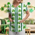 thumbnail image 6 of GEWSEY St Patricks Day Scrub Tops for Women Short Sleeve V Neck Scrubs Lucky Shamrock Print Plus Size Medical Uniform Shirts (Light Green, 3XL), 6 of 8