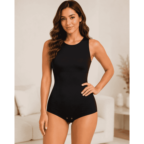 BONPRI Women's Seamless Tummy Control Shapewear Bodysuit, Black