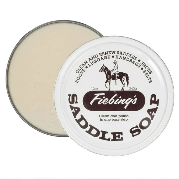 Fiebing's White Saddle Soap for Leather (12 oz Tin) - Leather Cleaner & Conditioner to Soften, Protect & Restore Leathercraft - Leather Soap for Car Seat, Couch, Shoe, Purse, Boot, Bag, & Saddles