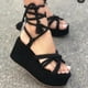 thumbnail image 1 of Zapatos de mujer de verano para mujer Sandalias de cuerda de cáñamo cruzadas con talón inclinado de fondo plano Wmkox8yii  sa4549, 1 of 4