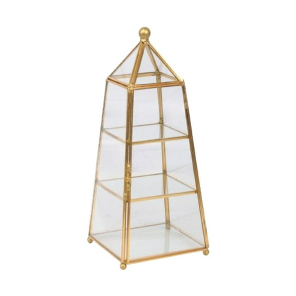 EHJRE Glass Copper Jewelry Box Gift Jewelry Display Case for Rings Watches Anklets