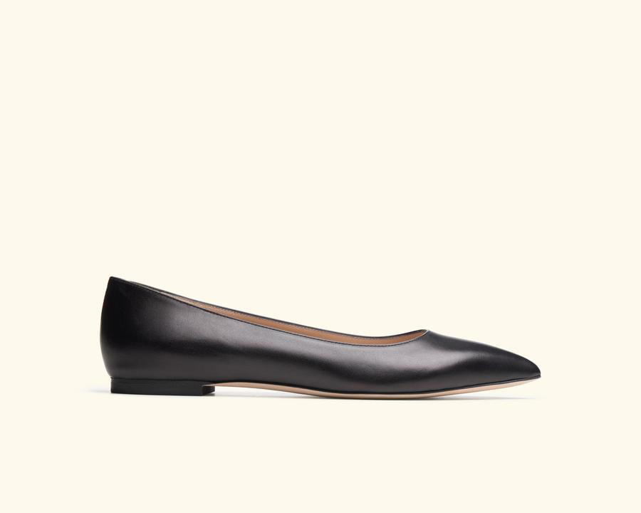 Bella Marie Angie-52 Black Classic Pointy Toe Ballet PU Slip On Flats