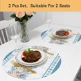 thumbnail image 5 of Blue Coastal Round 13 Inch Placemats Set of 2, Ocean Eucalyptus Starfish Coral Leaves HeatResistant Non Slip Place Mats for Dining Table, Wipeable Braided Kitchen Table Mats for Housewarming, 5 of 9