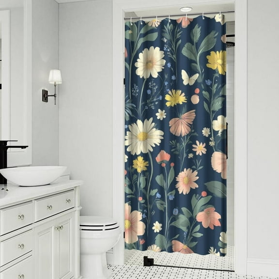 Pioneer Flower Shower Curtain 36"x72" ,Bathroom Decorative Shower Curtains Set with 12 Hooks,Modern Waterproof Washable Shower Curtain