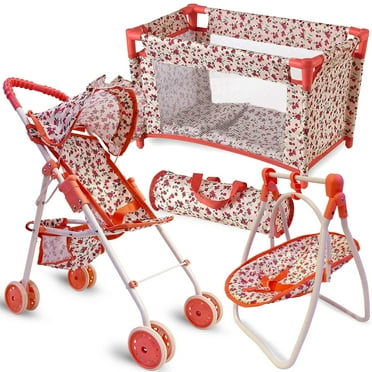 The New York Doll Collection 3-1 Baby Doll Furniture Set, Floral