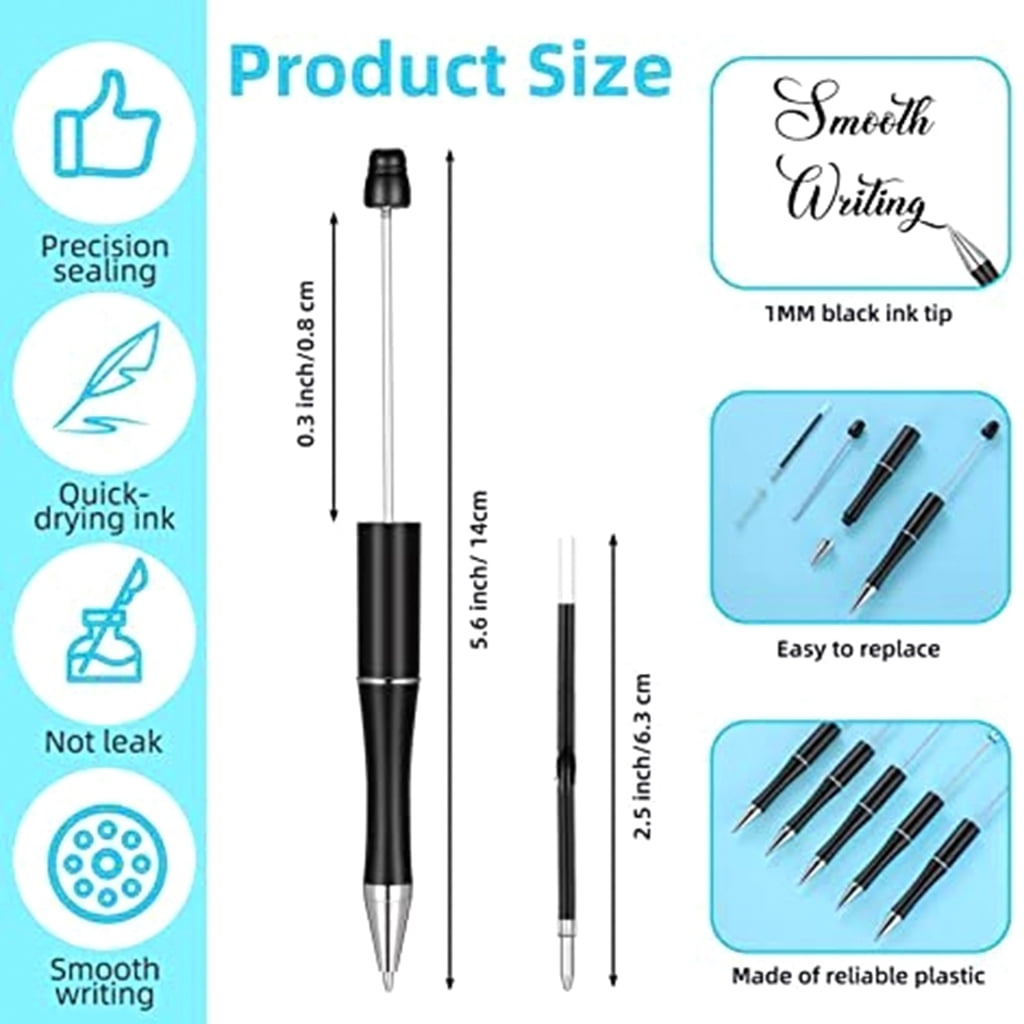 260Pcs DIY Sublimation Pen Blank Beadable Ballpoint Pen with Beads, Refills, Heat Transfer Pen for Christmas Party Favor