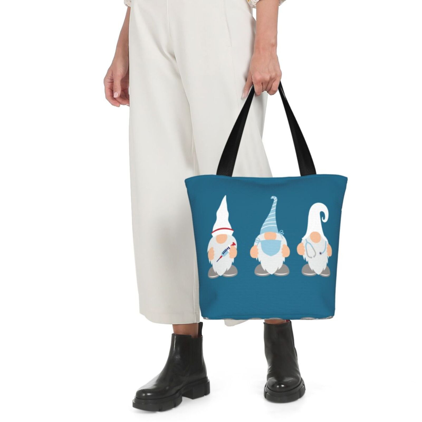 Ratiio Nurse Doctor Gnomes Print Shoulder Bag for Women, Polyester Crossbody Purse Lightweight Handbag for Daily Travel and Casual Use