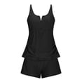 thumbnail image 6 of ZHOGXU Women's Tankini Swimsuit Sleeveless Solid Color Top And Bottoms Comfortable Stylish Two Piece Swimwear For Beach Pool,Black,L, 6 of 6